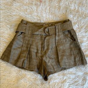 Ramy Brook High Waist Tan Metallic Shorts